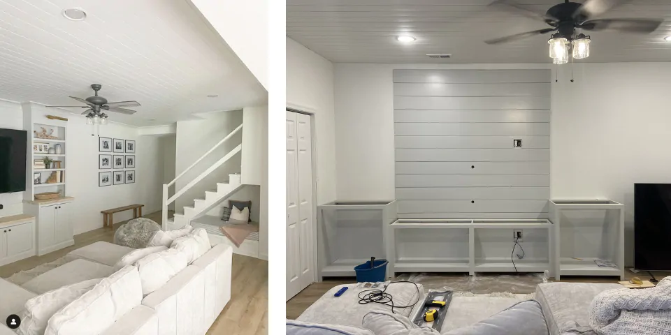 Basement Makeover before and after