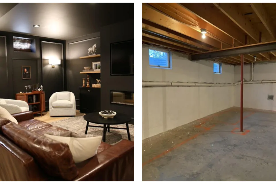 Basement Remodeling before and after