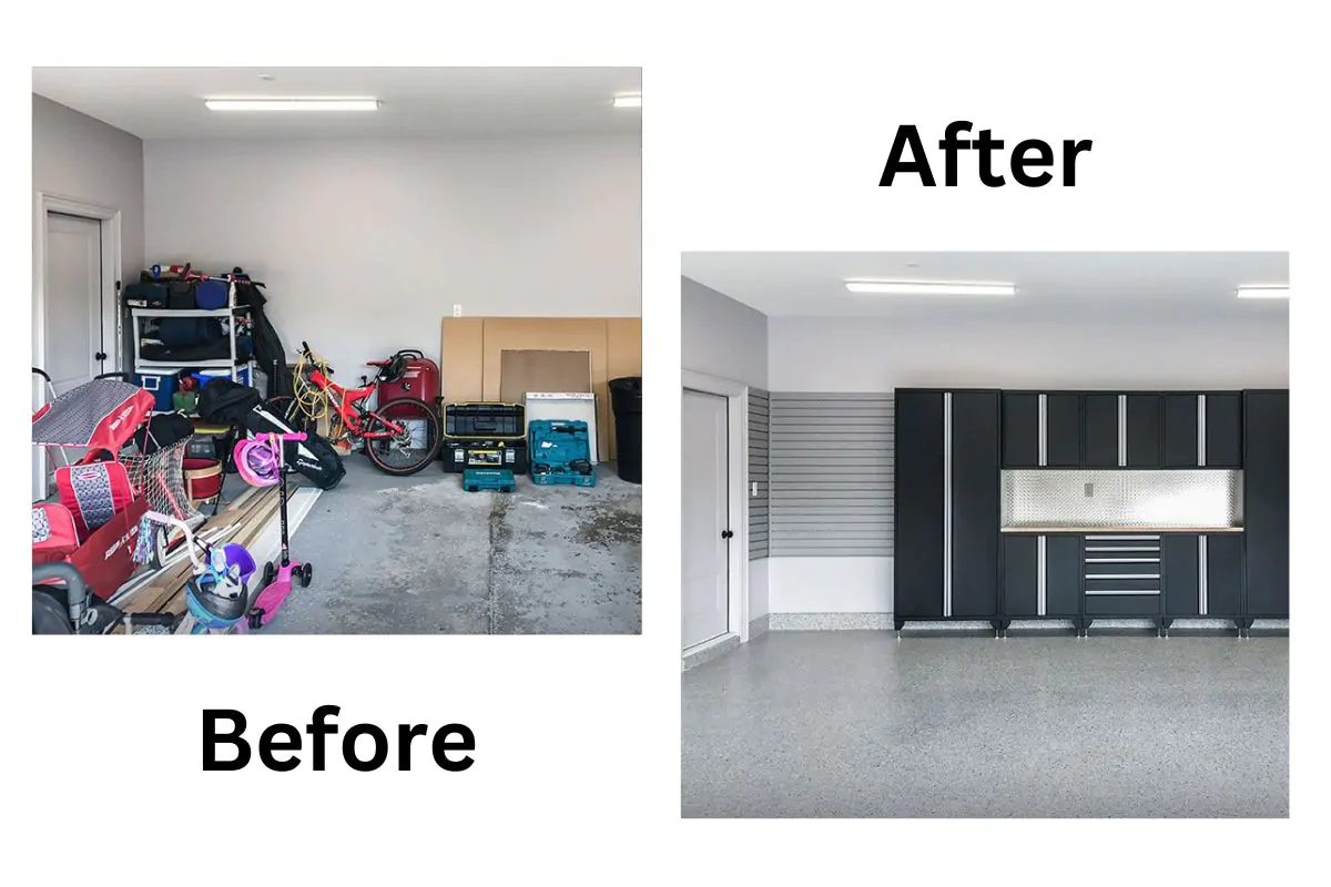 before and after garage remodel